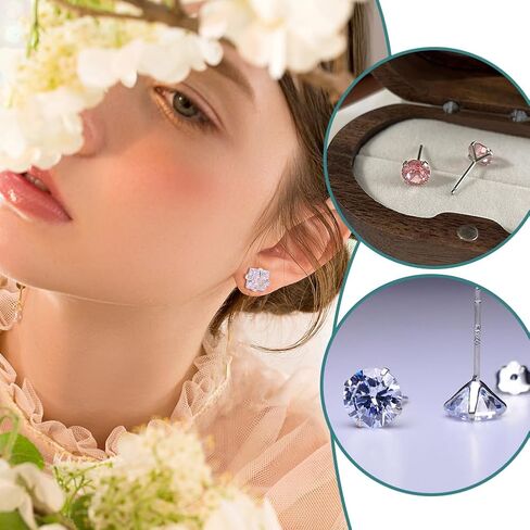 PH PandaHall 10 Pairs 5 Styles 925 Sterling Silver Ear Studs Post Studs 4-Claw Earring Blanks Prong Earring Settings Stud Earring Findings for Gemstones Stud Earring Jewellery Making DIY Crafts in Saudi Arabia