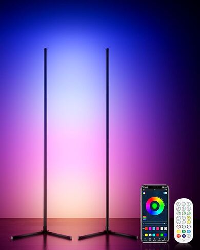 KFM 2PCS Corner Floor Lamp, 65" Smart RGB LED Corner Lamp with App & Remote Control, 16M Colors,300+ Modes, Music Sync & Timer, Modern Mood Light for Living Room, Gaming Room & Bedroom in Saudi Arabia
