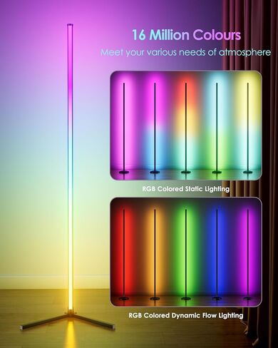 KFM 2PCS Corner Floor Lamp, 65" Smart RGB LED Corner Lamp with App & Remote Control, 16M Colors,300+ Modes, Music Sync & Timer, Modern Mood Light for Living Room, Gaming Room & Bedroom in Saudi Arabia