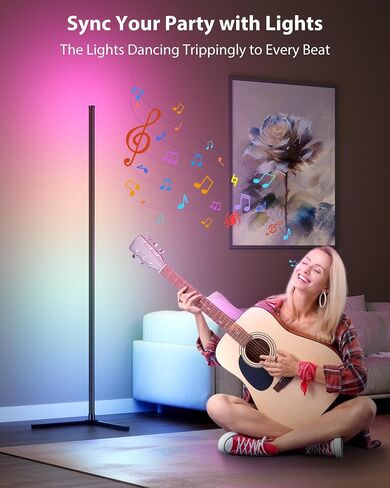 KFM 2PCS Corner Floor Lamp, 65" Smart RGB LED Corner Lamp with App & Remote Control, 16M Colors,300+ Modes, Music Sync & Timer, Modern Mood Light for Living Room, Gaming Room & Bedroom in Saudi Arabia