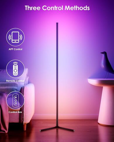 KFM 2PCS Corner Floor Lamp, 65" Smart RGB LED Corner Lamp with App & Remote Control, 16M Colors,300+ Modes, Music Sync & Timer, Modern Mood Light for Living Room, Gaming Room & Bedroom in Saudi Arabia