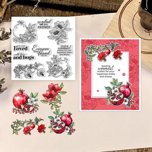 Christmas Clear Stamps Poinsettia Xmas Gifts Transparent Silicone Stamp Ink Stamps Seal for Card Making DIY Scrapbooking Decoration Photo Album Crafts 5.9x7.87inch (Christmas) in Saudi Arabia