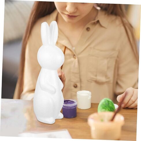 2pcs DIY بيضاء بوليسترين أرنب الأشكال الرغوة الأرنب الحرفية لطفلة الفتاة المشاريع الفنية سهلة الطلاء للحفلات وديكور المنزل in Kuwait