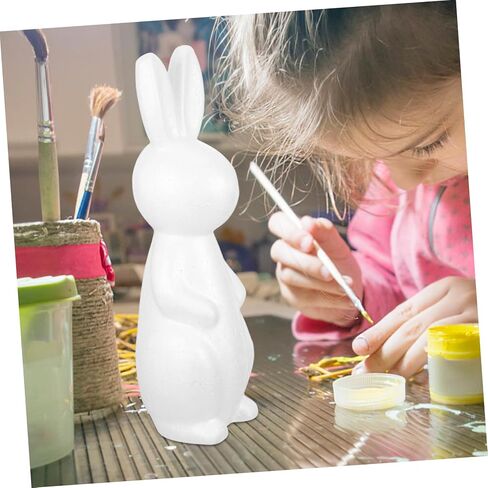 2pcs DIY بيضاء بوليسترين أرنب الأشكال الرغوة الأرنب الحرفية لطفلة الفتاة المشاريع الفنية سهلة الطلاء للحفلات وديكور المنزل in Kuwait