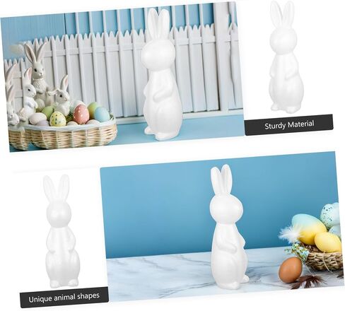 2pcs DIY بيضاء بوليسترين أرنب الأشكال الرغوة الأرنب الحرفية لطفلة الفتاة المشاريع الفنية سهلة الطلاء للحفلات وديكور المنزل in Kuwait