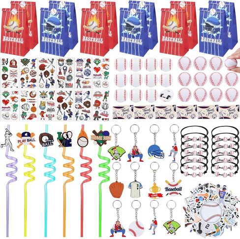 Gifts2U Baseball Party Favors Supplies, 146 Pcs Baseball Themed Goodie Bags Stuffers with Bracelets, Tattoos, Stickers, Mini Ball and Cars Toys, Gifts Bulk for Team Kids Birthday Party. in Saudi Arabia