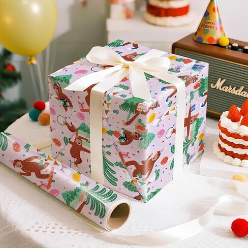 WRAPAHOLIC Big Foot Birthday Wrapping Paper Roll - 17 Inch x 16.5 Feet - Fun Birthday Party Big Foot Wrapping Paper for Kids Boys Girls, Baby Shower, Pet Lover in Saudi Arabia