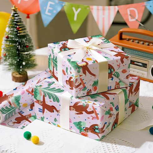 WRAPAHOLIC Big Foot Birthday Wrapping Paper Roll - 17 Inch x 16.5 Feet - Fun Birthday Party Big Foot Wrapping Paper for Kids Boys Girls, Baby Shower, Pet Lover in Saudi Arabia