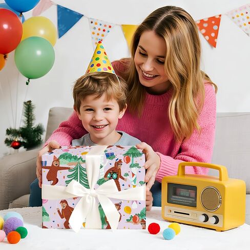 WRAPAHOLIC Big Foot Birthday Wrapping Paper Roll - 17 Inch x 16.5 Feet - Fun Birthday Party Big Foot Wrapping Paper for Kids Boys Girls, Baby Shower, Pet Lover in Saudi Arabia