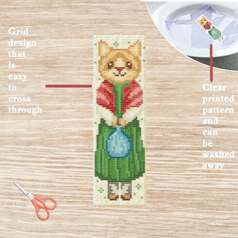 FREEBLOSS 6 Set Cross Stitch Bookmark Kit Stamped Cross Stitch Kit for Beginners Fairy Tale Animals Embroidery Set with Instruction for Adults 8"*2.4" in Saudi Arabia