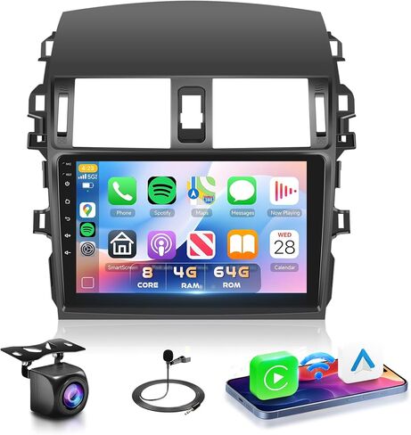 2G+64G for Toyota Corolla 2009 2010 2011 2012 2013 Android Car Stereo with Wireless Apple CarPlay Android Auto, podofo 9'' Touch Screen Bluetooth Car Radio with GPS HiFi Audio WiFi Backup Camera in Kuwait