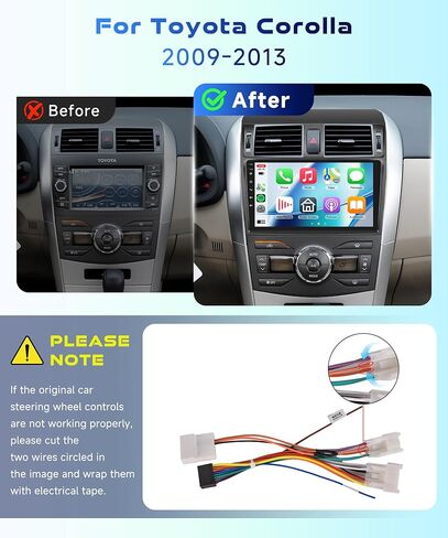 2G+64G for Toyota Corolla 2009 2010 2011 2012 2013 Android Car Stereo with Wireless Apple CarPlay Android Auto, podofo 9'' Touch Screen Bluetooth Car Radio with GPS HiFi Audio WiFi Backup Camera in Kuwait