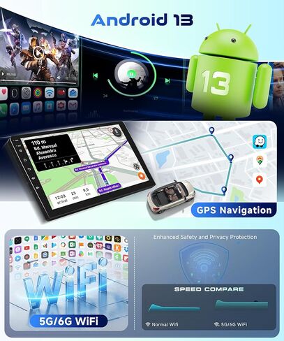 2G+64G for Toyota Corolla 2009 2010 2011 2012 2013 Android Car Stereo with Wireless Apple CarPlay Android Auto, podofo 9'' Touch Screen Bluetooth Car Radio with GPS HiFi Audio WiFi Backup Camera in Kuwait