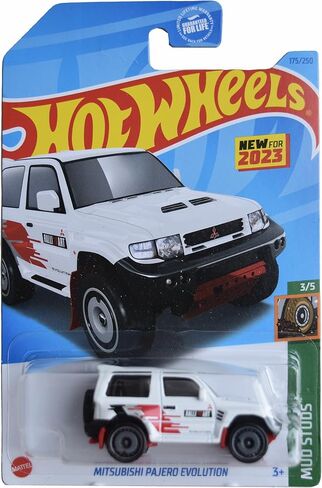 Hot Wheels Mitsubishi Pajero Evolution ، Mud Studs 3/5 [White] 175/250 in Kuwait