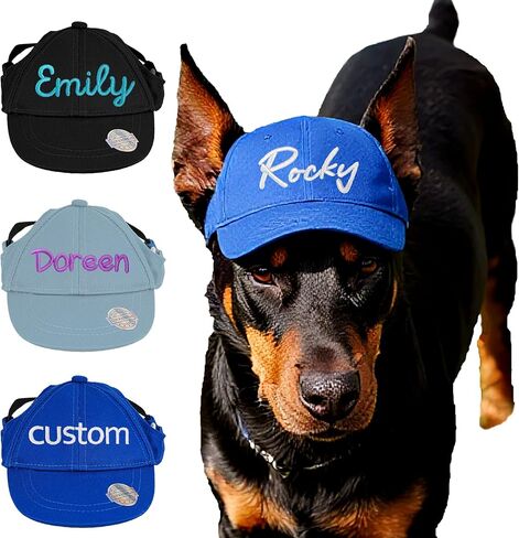 Personalized Hats for Dogs with Embroidered Name Custom Small Medium Large Dog Cat Hat with Ear Holes Adjustable Dog Cap in Kuwait