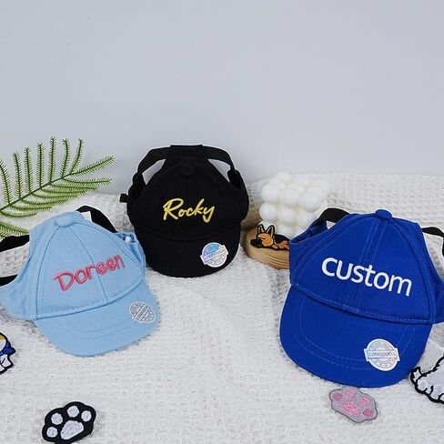 Personalized Hats for Dogs with Embroidered Name Custom Small Medium Large Dog Cat Hat with Ear Holes Adjustable Dog Cap in Kuwait
