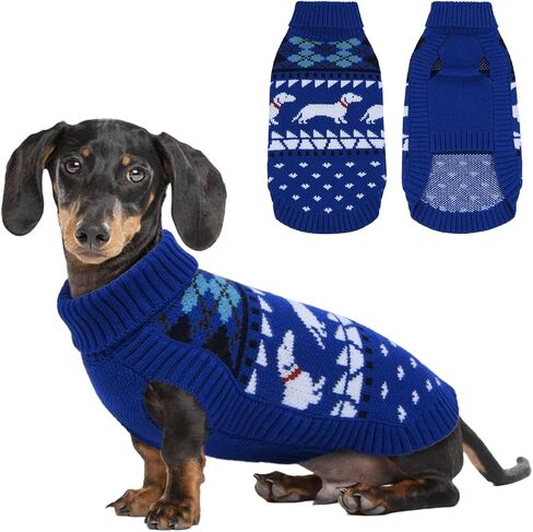 Leletail Dachshund Sweater, Turtleneck Dog Sweaters for Small Dogs, Warm Pullover Knitted Pet Coat,Cold Weather Dachshund Clothes, Fall/Winter Cozy Outfit (XS-XL) in Kuwait