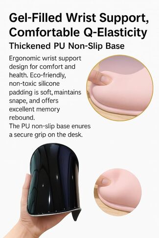 Ergonomic Mouse Pad with Wrist Support, Memory Foam, Non-Slip Rubber Base, Comfortable Mousepad for Office & Gaming, Gray Black in Kuwait
