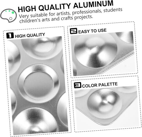 Gadpiparty 3Pcs Aluminum Watercolor Paint Mixing Trays 10-Grid and 6-Grid Trays for Artists Lightweight Clay Palette for Acrylic and Gouache Painting Versatile Art Supplies in Saudi Arabia