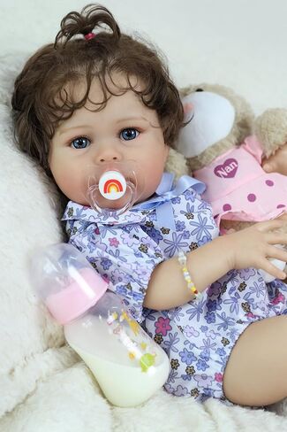 SCOM Reallife Reborn Baby Dolls Girl with Accessories - 20 Inchs Ultra Realistic Silicone Vinyl Doll, Lifelike Soft Weighted Cloth Body, 3-12 Years for Girls Boys, Reallife Toddler Educational Toy in Saudi Arabia