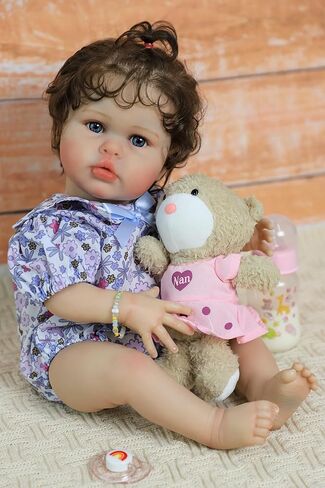 SCOM Reallife Reborn Baby Dolls Girl with Accessories - 20 Inchs Ultra Realistic Silicone Vinyl Doll, Lifelike Soft Weighted Cloth Body, 3-12 Years for Girls Boys, Reallife Toddler Educational Toy in Saudi Arabia