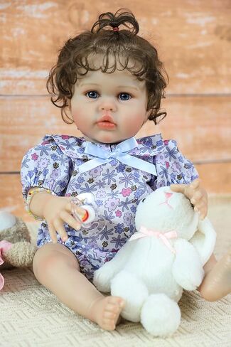 SCOM Reallife Reborn Baby Dolls Girl with Accessories - 20 Inchs Ultra Realistic Silicone Vinyl Doll, Lifelike Soft Weighted Cloth Body, 3-12 Years for Girls Boys, Reallife Toddler Educational Toy in Saudi Arabia