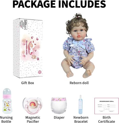 SCOM Reallife Reborn Baby Dolls Girl with Accessories - 20 Inchs Ultra Realistic Silicone Vinyl Doll, Lifelike Soft Weighted Cloth Body, 3-12 Years for Girls Boys, Reallife Toddler Educational Toy in Saudi Arabia