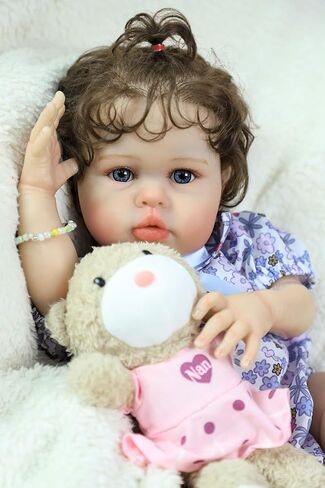 SCOM Reallife Reborn Baby Dolls Girl with Accessories - 20 Inchs Ultra Realistic Silicone Vinyl Doll, Lifelike Soft Weighted Cloth Body, 3-12 Years for Girls Boys, Reallife Toddler Educational Toy in Saudi Arabia