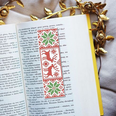 FreeBloss 6 Set Christmas Cross Stitch Borkmark Kits ، عيد الميلاد نمط نمط مرجعية للتطريز ، DIY تطريز الإشارة المرجعية Cross Stitch Kits للمبتدئين التريسية مجموعة in Saudi Arabia