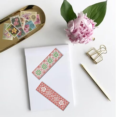 FreeBloss 6 Set Christmas Cross Stitch Borkmark Kits ، عيد الميلاد نمط نمط مرجعية للتطريز ، DIY تطريز الإشارة المرجعية Cross Stitch Kits للمبتدئين التريسية مجموعة in Saudi Arabia