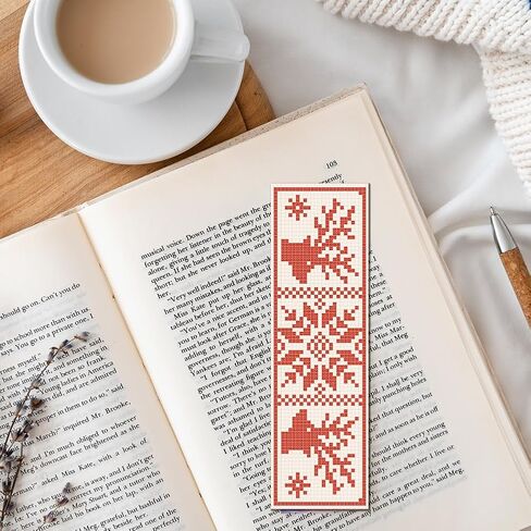 FreeBloss 6 Set Christmas Cross Stitch Borkmark Kits ، عيد الميلاد نمط نمط مرجعية للتطريز ، DIY تطريز الإشارة المرجعية Cross Stitch Kits للمبتدئين التريسية مجموعة in Saudi Arabia