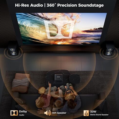 Goodee 4K Smart Projector مع Netflix-WiFi & Bluetooth ، 3000 ANSI UHD ، TOF Auto Focus Keystone MEMC ، Dolby Audio Home Theater Video Projector تطبيقات مدمجة للأفلام الداخلية والخارجية ، والألعاب in Kuwait