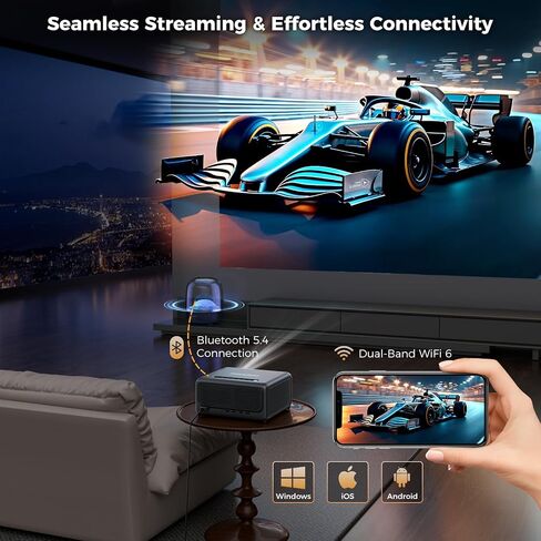 Goodee 4K Smart Projector مع Netflix-WiFi & Bluetooth ، 3000 ANSI UHD ، TOF Auto Focus Keystone MEMC ، Dolby Audio Home Theater Video Projector تطبيقات مدمجة للأفلام الداخلية والخارجية ، والألعاب in Kuwait