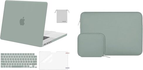 MOSISO Compatible with MacBook Pro 16 inch Case 2024-2021 M3 A2991 M2 A2780 M1 A2485, Neoprene Sleeve Bag&Plastic Hard Cased&Keyboard Cover&Screen Protector&Storage Bag, Antique Green in Saudi Arabia