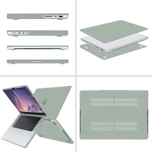 MOSISO Compatible with MacBook Pro 16 inch Case 2024-2021 M3 A2991 M2 A2780 M1 A2485, Neoprene Sleeve Bag&Plastic Hard Cased&Keyboard Cover&Screen Protector&Storage Bag, Antique Green in Saudi Arabia