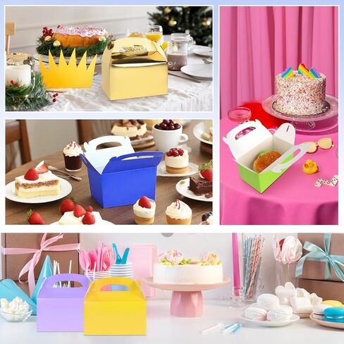 Rcybeo 30 PCS الصناديق الجملون الصناديق للحفلات ، 10 ألوان صناديق حلوى الحفلات لصالح عيد ميلاد الأطفال ، وجبة خفيفة الصناديق حلوى الصناديق لمصالح حفل ​​الزفاف ، دش الطفل ، 6.3 × 3.5 × 3.5 في in Kuwait