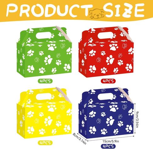 Phoorapace 16 PCS PAW PRINT TERPONT ، DOG PAW PRINT COOKIE CANDY BOXES ، Dog Party Favor Boxes for Puppy Ponster Party Supplies in Kuwait