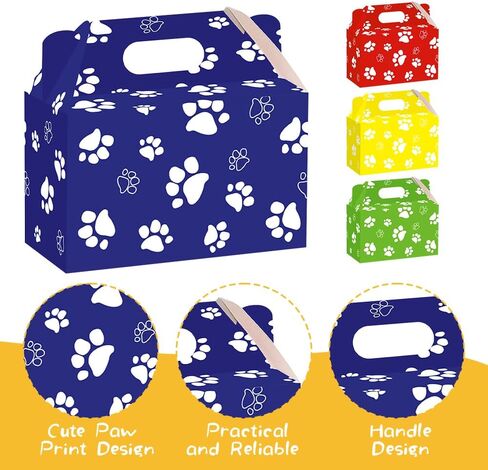Phoorapace 16 PCS PAW PRINT TERPONT ، DOG PAW PRINT COOKIE CANDY BOXES ، Dog Party Favor Boxes for Puppy Ponster Party Supplies in Kuwait