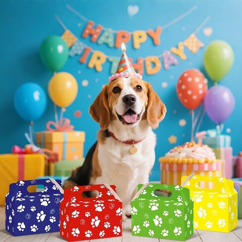 Phoorapace 16 PCS PAW PRINT TERPONT ، DOG PAW PRINT COOKIE CANDY BOXES ، Dog Party Favor Boxes for Puppy Ponster Party Supplies in Kuwait