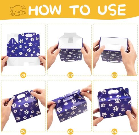 Phoorapace 16 PCS PAW PRINT TERPONT ، DOG PAW PRINT COOKIE CANDY BOXES ، Dog Party Favor Boxes for Puppy Ponster Party Supplies in Kuwait