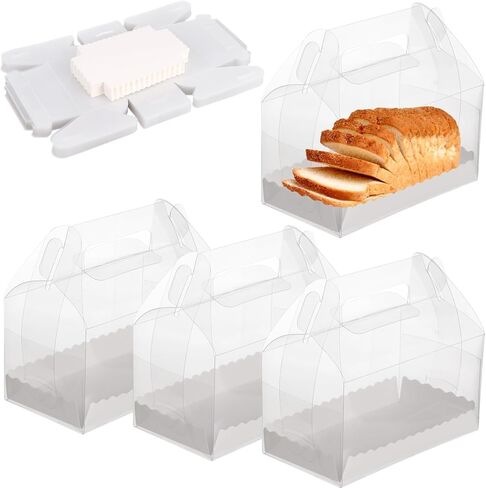 50 Pack Clear Gable Bakery Gift Boxes with Cardboard,Candy Treat Gift Box for Party Pastry Treat Dessert Cookies Birthday Holiday Christmas Valentine Birthday Baby Shower 6.5 x 3.5 x 3.7 Inch in Saudi Arabia
