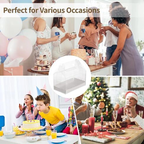 50 Pack Clear Gable Bakery Gift Boxes with Cardboard,Candy Treat Gift Box for Party Pastry Treat Dessert Cookies Birthday Holiday Christmas Valentine Birthday Baby Shower 6.5 x 3.5 x 3.7 Inch in Saudi Arabia
