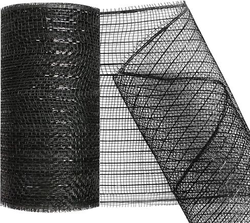 5.9 Inch Decorative Mesh Ribbons for Halloween, Fabric Mesh Halloween Decorations Tree Home Front Door Wreaths Decorations Supplies (Black) in Saudi Arabia