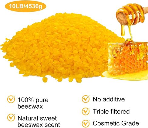 Yellow Beeswax Pellets 10LB, Organic Beeswax, Beeswax for Candle Making, Body, Skin Care DIY, Lip Balm and Soap Making Supplies in Saudi Arabia