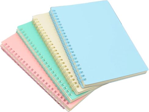 YIKANGHENG 4 Pcs A5 Size Spiral Notebook, 4 Color 8.3 Inch x 5.9 Inch Thick Plastic Hardcover 7mm College Ruled 80 Sheets for Study and Notes (light) in Saudi Arabia