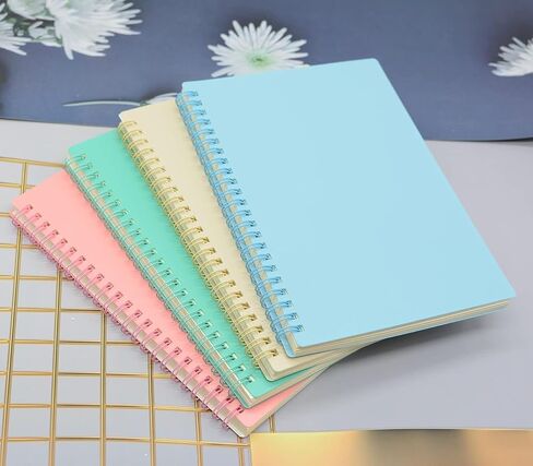 YIKANGHENG 4 Pcs A5 Size Spiral Notebook, 4 Color 8.3 Inch x 5.9 Inch Thick Plastic Hardcover 7mm College Ruled 80 Sheets for Study and Notes (light) in Saudi Arabia