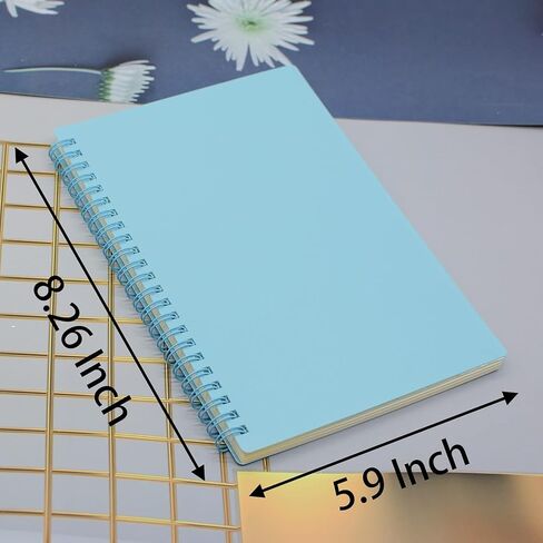 YIKANGHENG 4 Pcs A5 Size Spiral Notebook, 4 Color 8.3 Inch x 5.9 Inch Thick Plastic Hardcover 7mm College Ruled 80 Sheets for Study and Notes (light) in Saudi Arabia