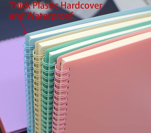 YIKANGHENG 4 Pcs A5 Size Spiral Notebook, 4 Color 8.3 Inch x 5.9 Inch Thick Plastic Hardcover 7mm College Ruled 80 Sheets for Study and Notes (light) in Saudi Arabia