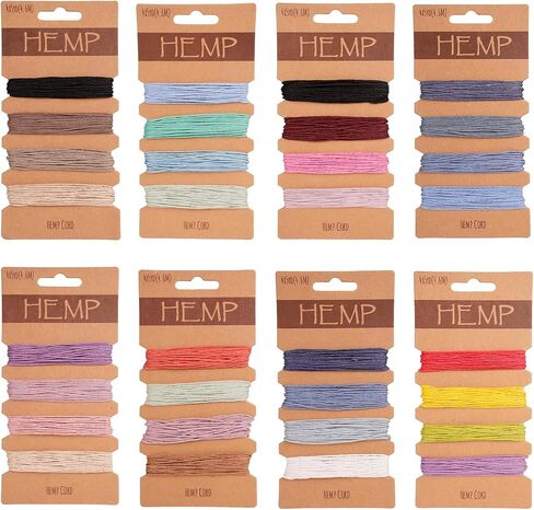 32 Colors Hemp Cord for Jewelry Making, Natural Hemp Cord 1 mm, Bracelet Making Kit String Multi-Color Twine String for Handmade Bracelets Keychains Craft Making Accessories (8 Sets) in Kuwait