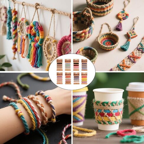 32 Colors Hemp Cord for Jewelry Making, Natural Hemp Cord 1 mm, Bracelet Making Kit String Multi-Color Twine String for Handmade Bracelets Keychains Craft Making Accessories (8 Sets) in Kuwait